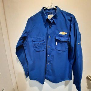 Cabelas Signet Angler Vented  Chevy Emblem Rolled Sleeves Fishing Shirt Size M
